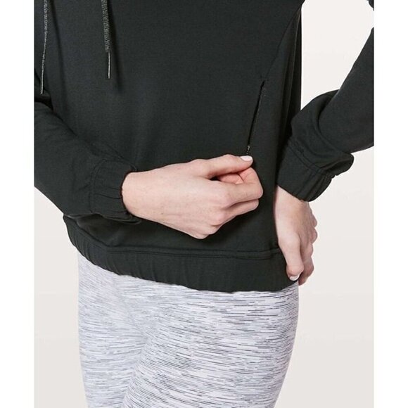 Lululemon black twisted & tucked pullover waist length hoodie sweatshirt - Picture 10 of 11